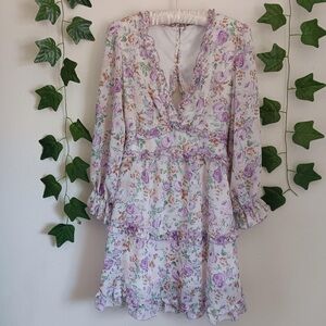 Floral Mini Dress with Purple Accents
